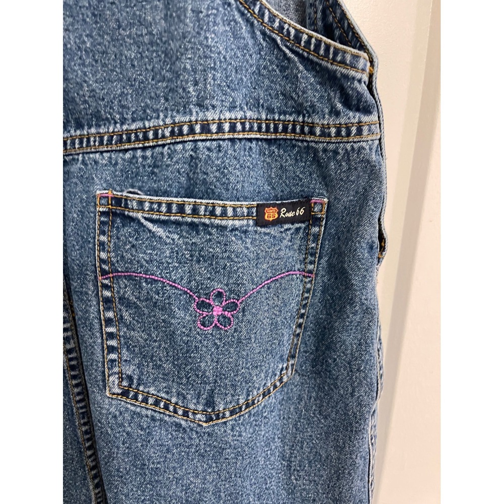 Vntage Route 66 Womens Denim Jumowr Overall Mini Dress Corset 90s - Picture 7 of 9